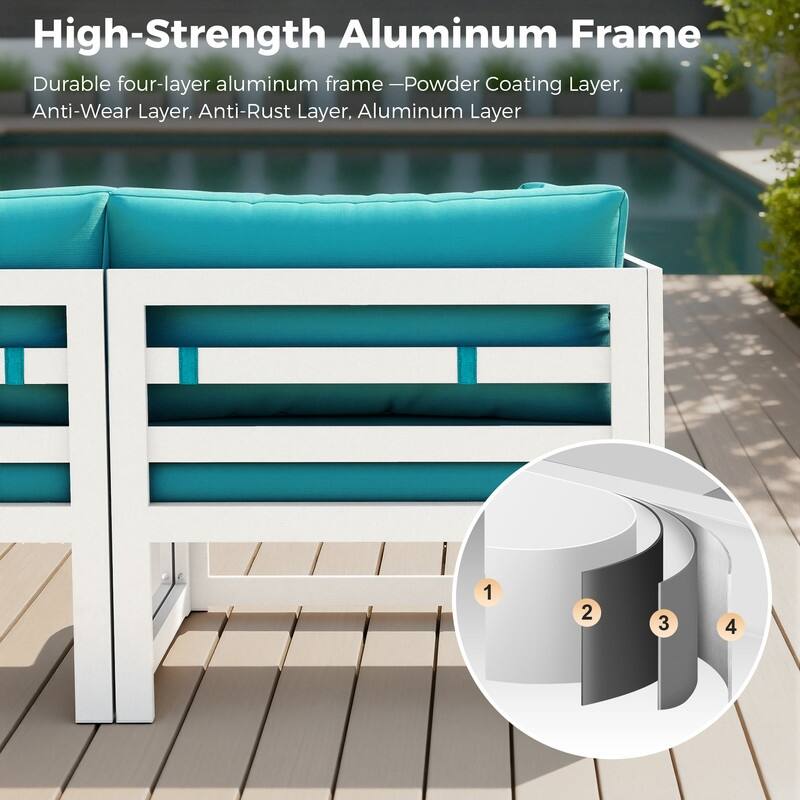 9-Piece Modern Aluminum Outdoor Furniture Set With Fire Pit Table Propane/Gas 60,000 BTU, Extra Large Aluminum Patio Sectional