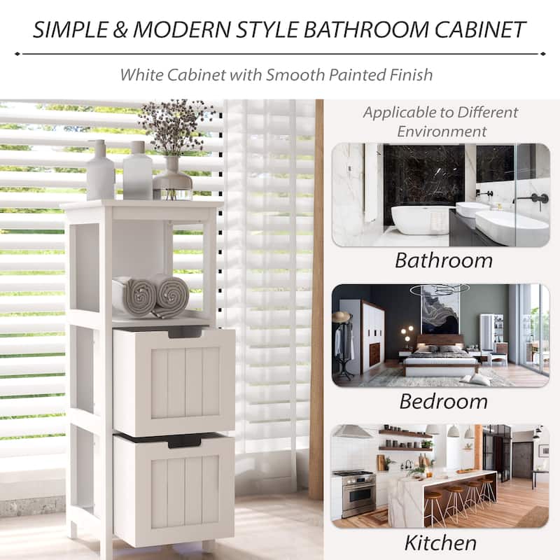 2-Drawer Bathroom Floor Cabinet, Storage Organizer Rack Stand