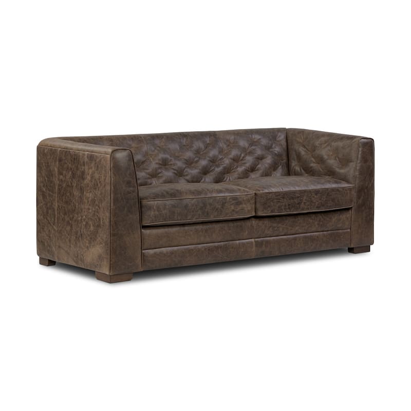 Poly & Bark Essex 86" Genuine Leather Pull-Out Convertible Sleeper Sofa