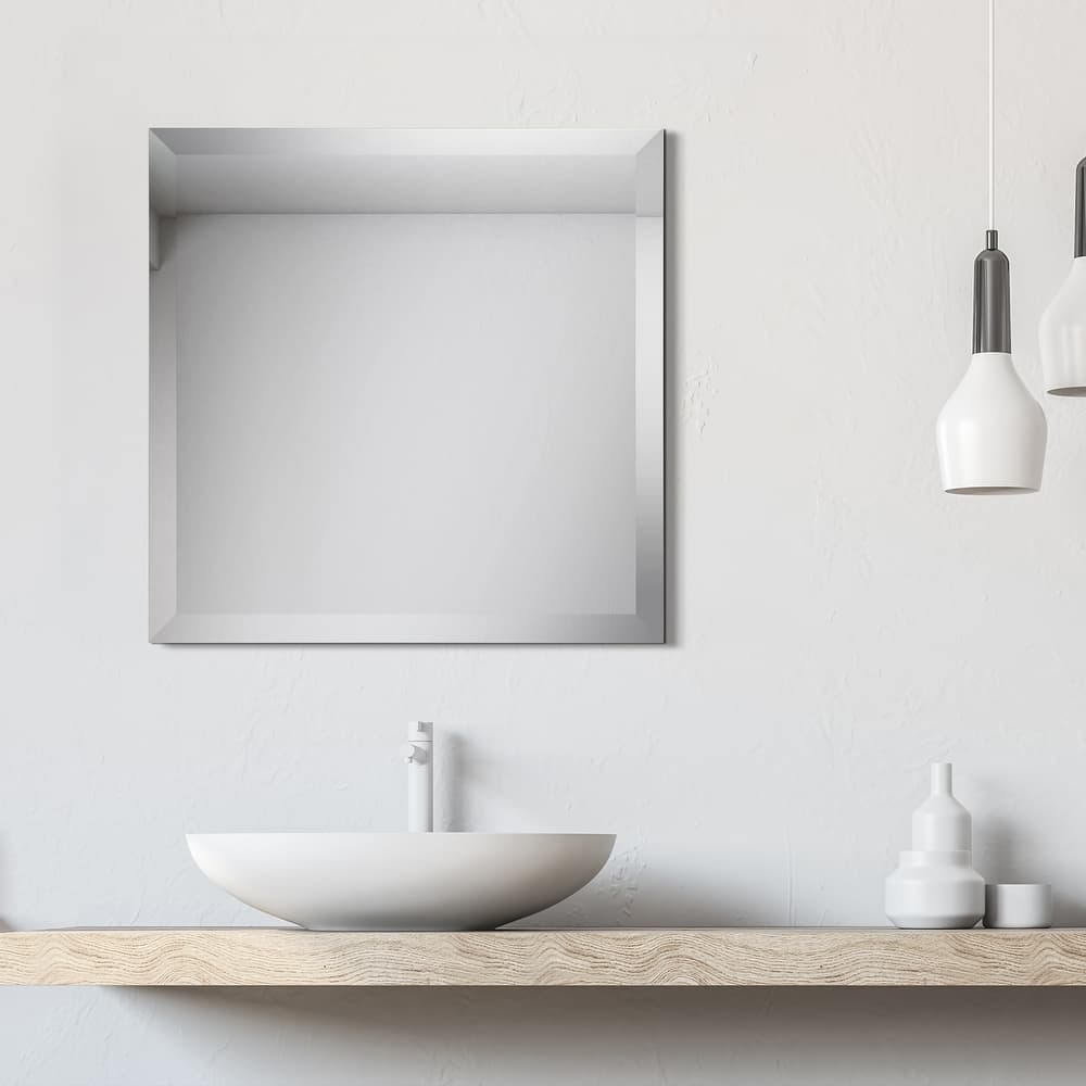 Frameless Beveled Prism Wall Mirror-Square/Rectangluar - Clear