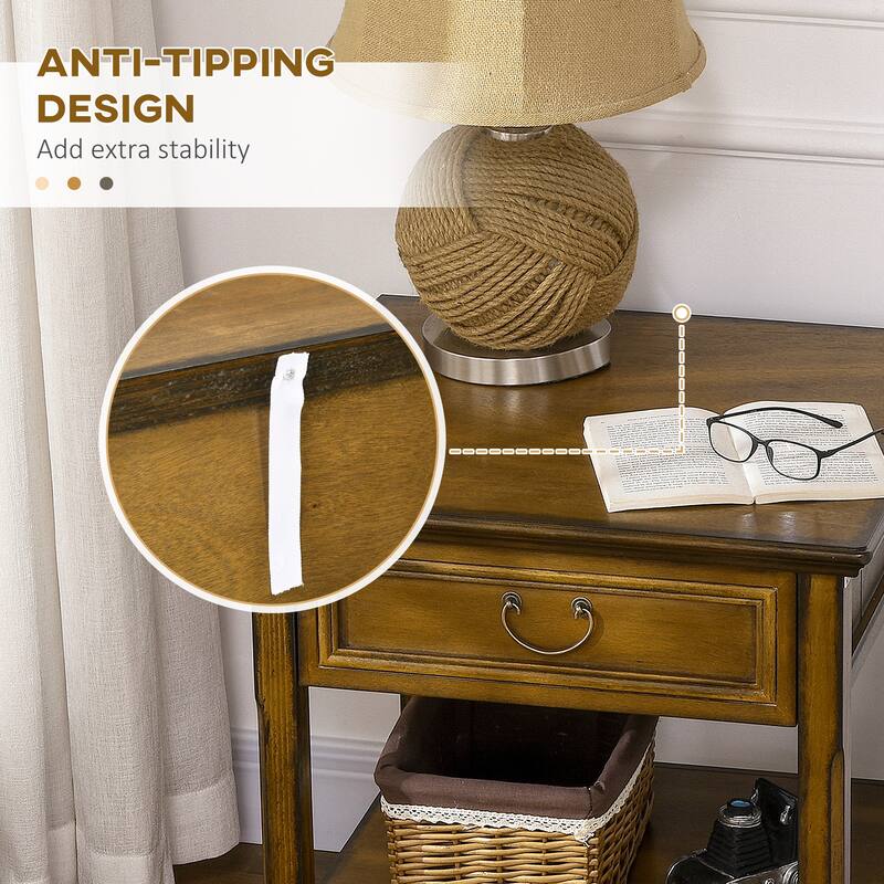 Side Table with Drawer and Open Shelf