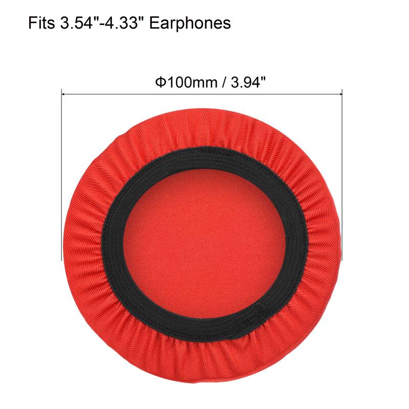 1 Pair Red Fabric Washable Headphone Covers Fits 3.54"-4.33" Earphones - Red