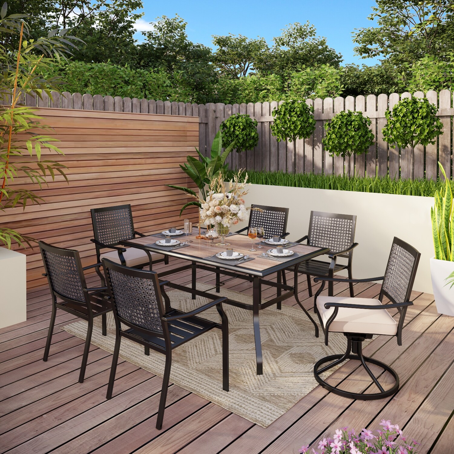 7 piece metal best sale patio dining set