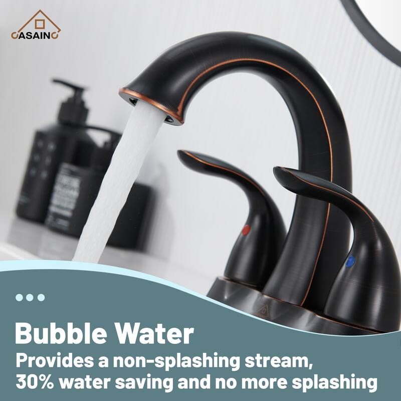 4 in. Centerset Double Handle Bathroom Faucet with Drain Kit Included