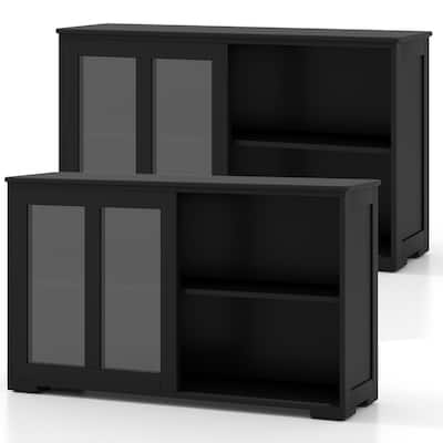 Costway 2-Door Stackable Buffet Sideboard Set of 2 with Sliding - See Details