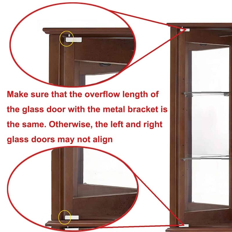 Glass TierCorner Dish Cabinet With Adjustable Shelves And Lighting - 26"L*13"W*72"h