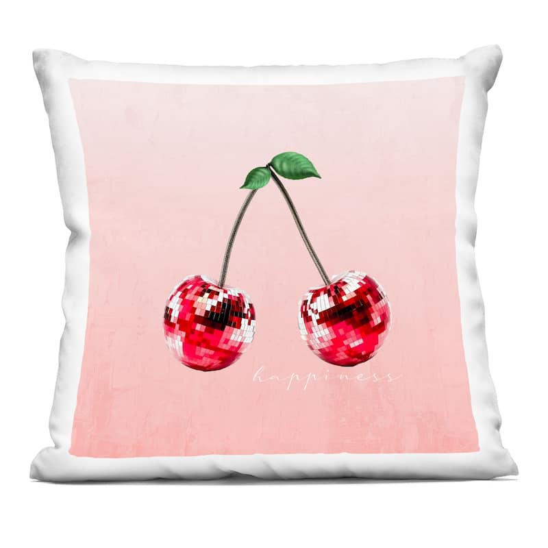 Stupell Happiness Disco Cherries Decorative Printed Throw Pillow Design by Kim Allen - Accent - Polyester - Red - Single