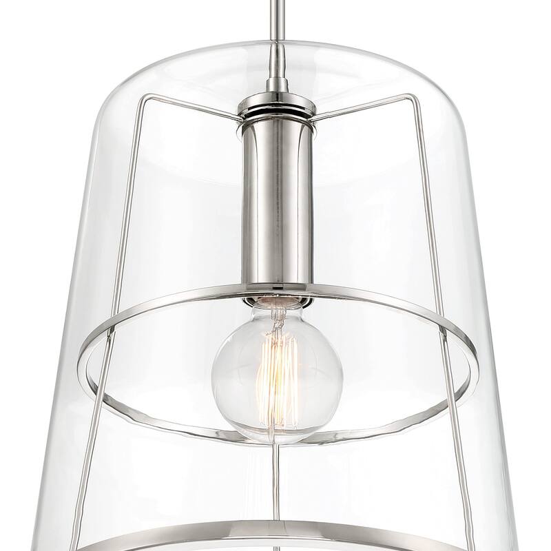 Alonzo 14 in. 1-Light Polished Nickel Transitional Pendant Light