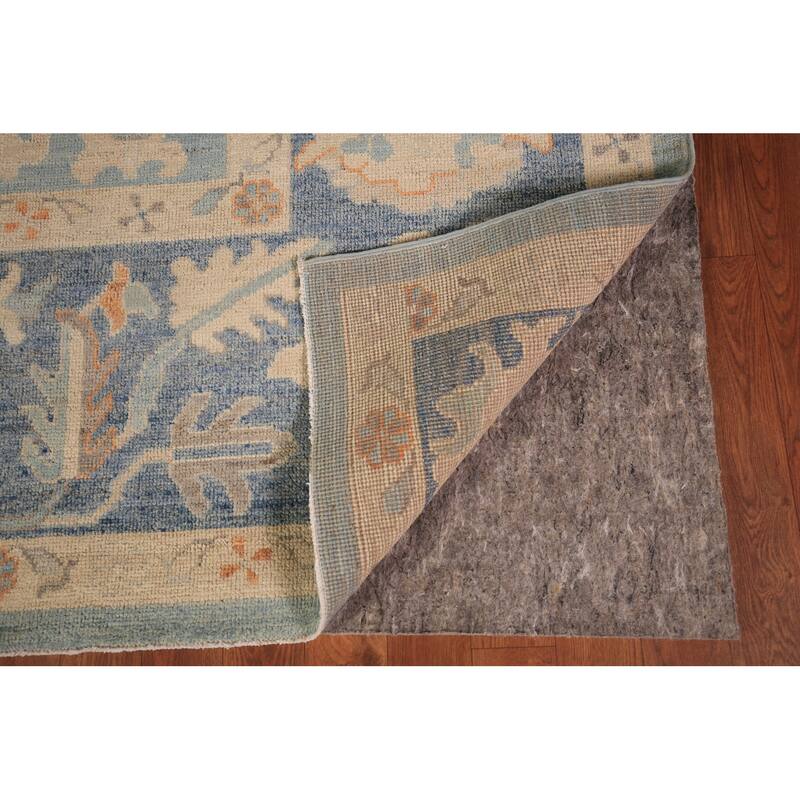 Vegetable Dye Oushak Turkish Area Rug Hand-Knotted Floral Wool Carpet - 8'0" x 9'9"