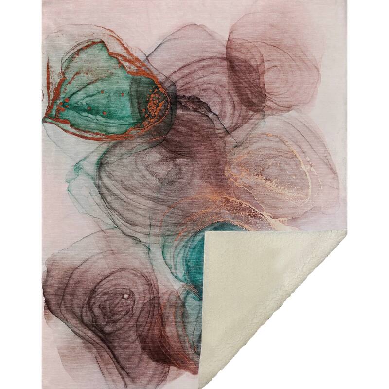 Premium Machine Washable Abstract Contemporary Sherpa Throw Blanket