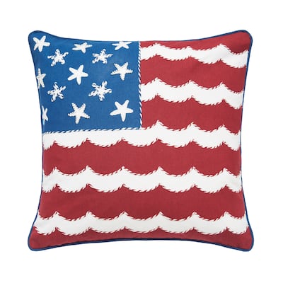 Red, White and Waves Pillow