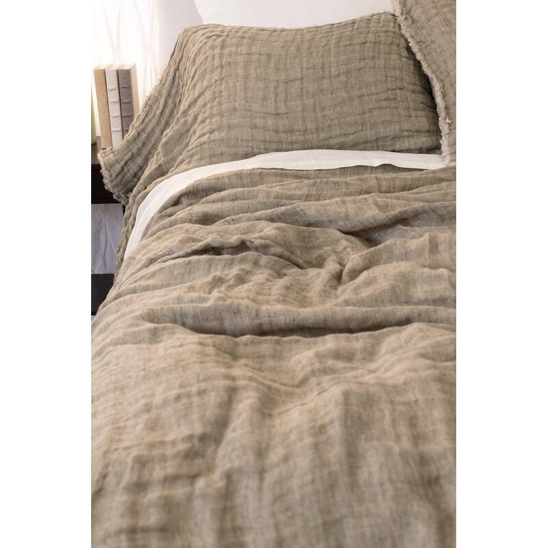 Kenton, Linen Gauze, Kale/Natural, Bedspread