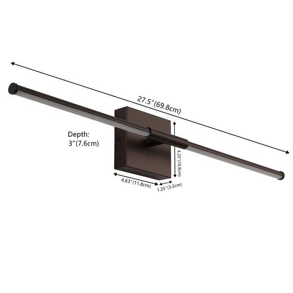 dimension image slide 17 of 34, JONATHAN Y 28" Dimmable Integrated LED Metal Wall Sconce