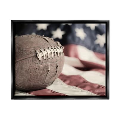 Stupell Football & American Flag Framed Floater Canvas Wall Art Design by Lori Deiter