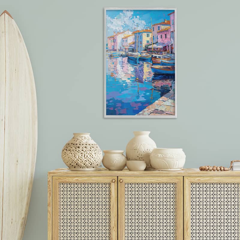Stupell Abstract Harbor Reflection Framed Giclee Art Design By LSR Design Studio