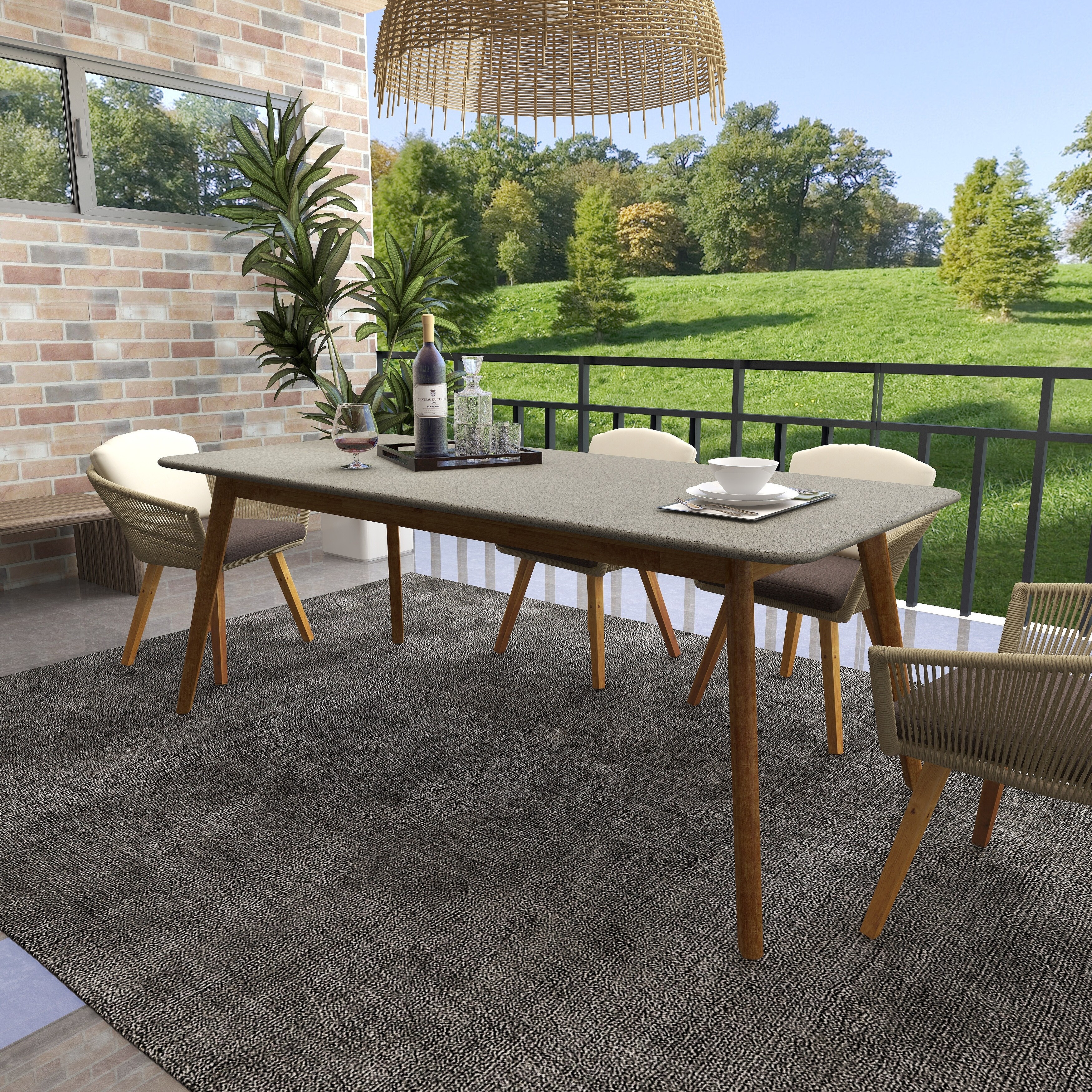 Mid century modern outdoor hot sale dining table
