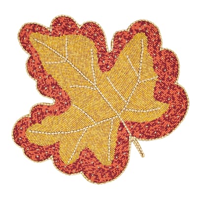 Beaded Leaf Design Table Placemats (Set of 4)