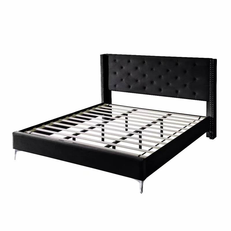 King-sized Velvet Platform Bed Frame