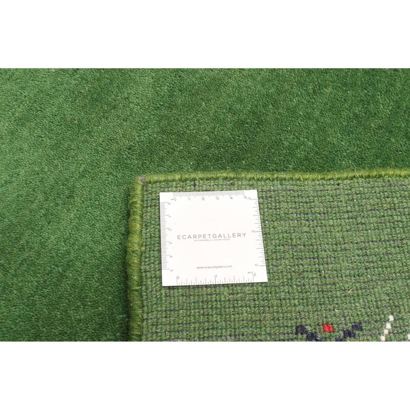 ECARPETGALLERY Hand Loomed Kashkuli Gabbeh Green Wool Rug - 3'1 x 5'0