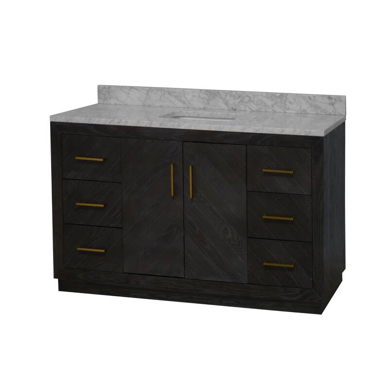 KitchenBathCollection Peyton 60" Single Bathroom Vanity with Carrara Marble Top