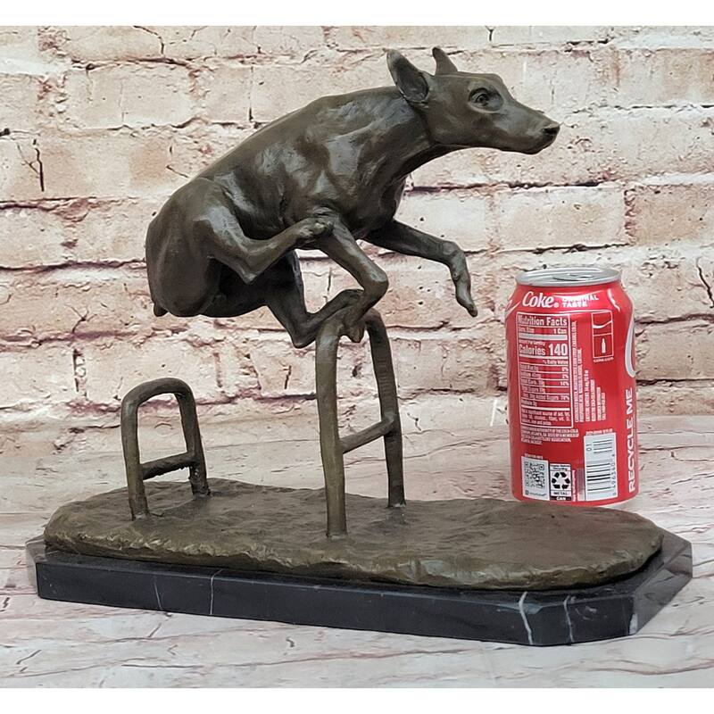Dog Jumping Hurdle Bronze Sculpture Show Competition Trophy Original Art