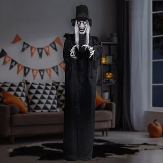 Lighted Vampire in Robe and Top Hat with Sound Hanging Halloween Decoration - 6'