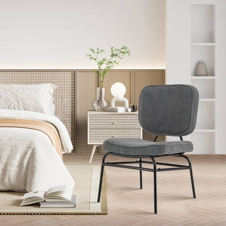 Sherpa Upholstered Accent Chair with Arched Backrest and Plush Cushion for Living Room Bedroom Reading Nook - 21.5" x 22" x 34"