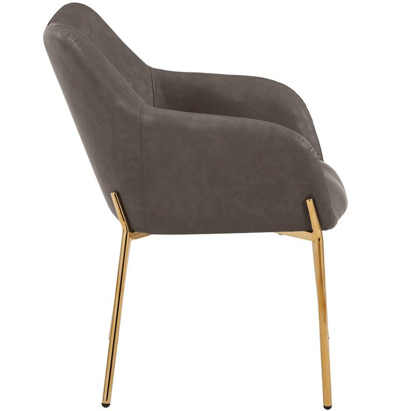 Zaire Upholstered Dining Chair in Velvet/Leather/Boucle with Gold Chrome Iron Set of 4