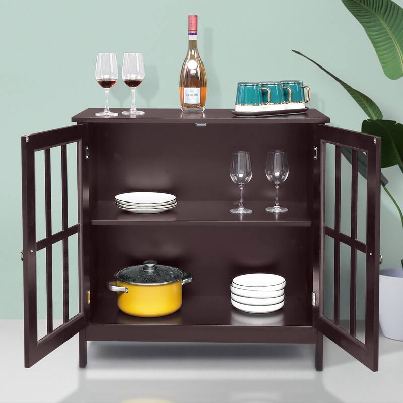 FCH Transparent Double Door Side Cabinet White