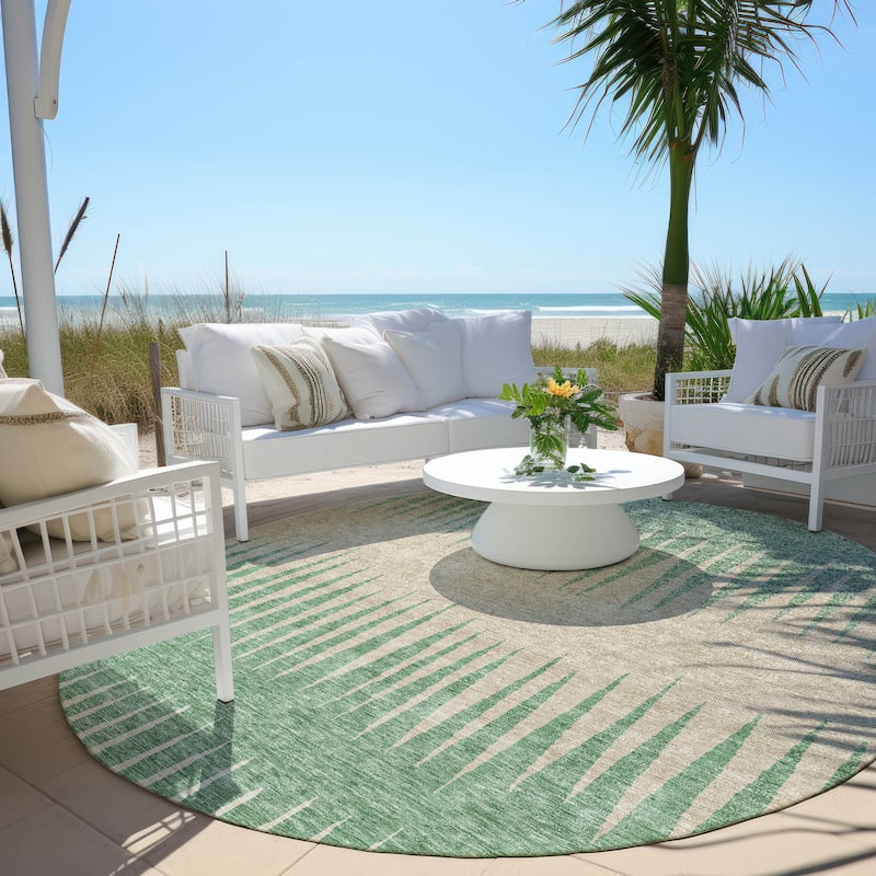 Machine Washable Indoor/ Outdoor Chantille Ombre Contemporary Rug - Sage - 8' x 8'