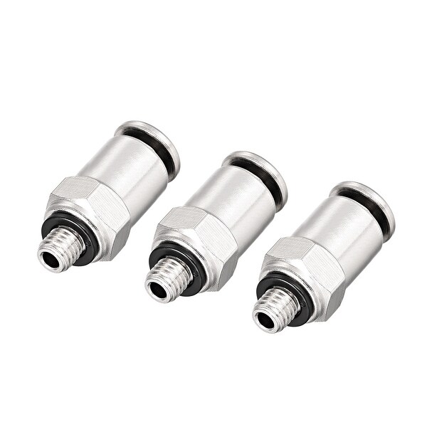 4mm Tube to M5 Push Lock Fitting,Brass Nickel Plating Quick Tube Fittings 3pcs
