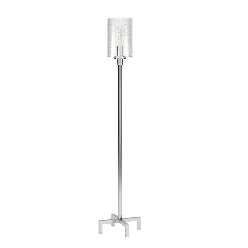 Pantheo Industrial Farmhouse Metal Floor Lamp with Seeded Glass Shade