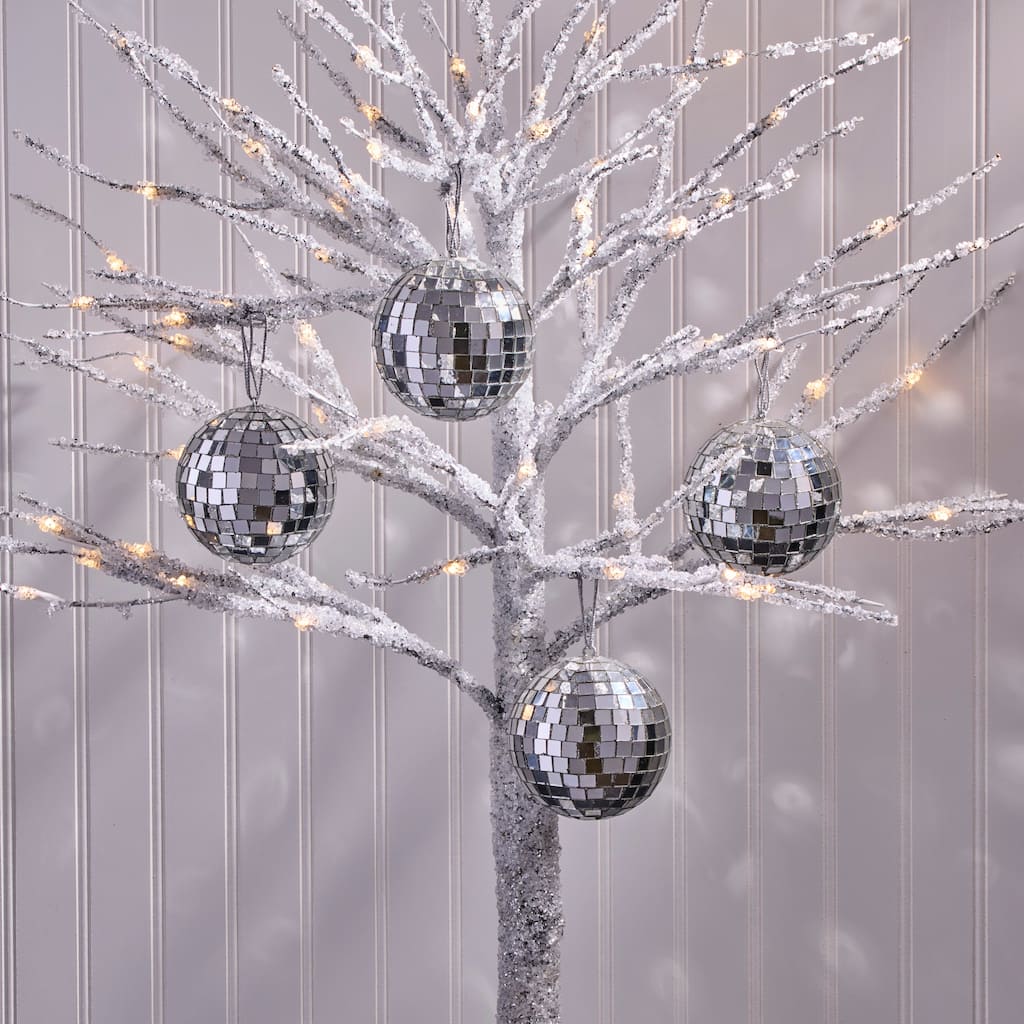 4" Mosiac Mirror Ball Ornament Set of 4