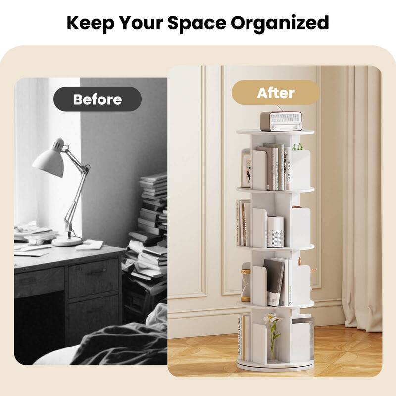 Costway 1/2 PCS 4-Tier Rotating Bookshelf 360° Display Rack with - See Details