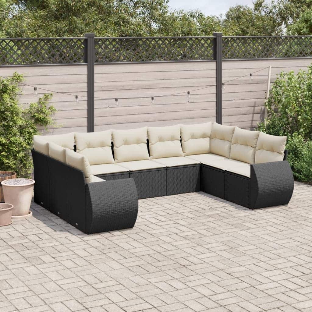 vidaXL Patio Sofa Set with Cushions Outdoor Conversation Furniture Poly Rattan