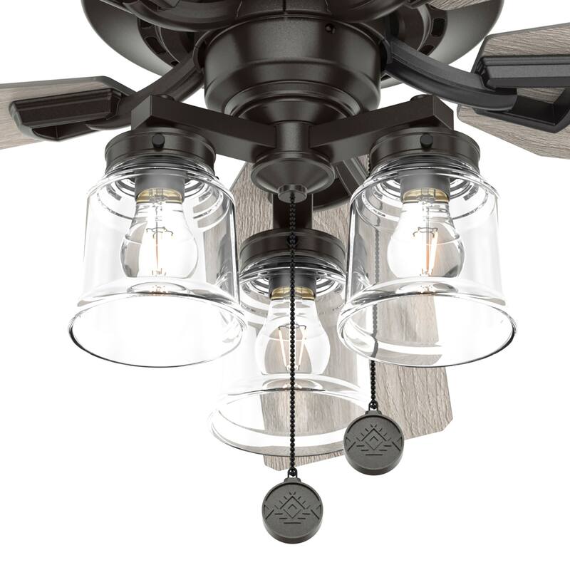Hunter 52" Mesa Ceiling Fan with LED Light, Pull Chain - Rustic, Farmhouse, Transitional, Casual