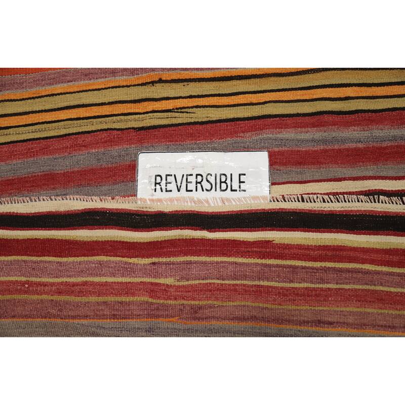 Hand Woven Oriental 100% Wool Carpet Southwestern Geometric Multi-Colored Kilim Area Rug - 6' 8'' X 4' 8''
