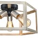 preview thumbnail 9 of 8, 15 in. 3-Light Wood Tone Modern Farmhouse Semi-Flush Mount Ceiling Light - 15"W