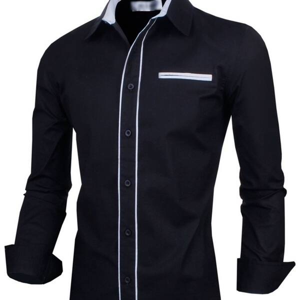 Shop Fashion Men S Long Sleeve Dress Shirts British Style Men S Shirt Slim Fit Brand Men Clothes Overstock 27128780