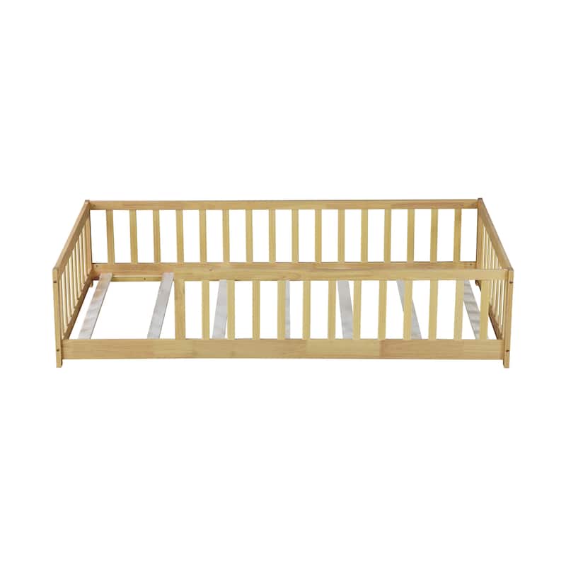 Twin Size Floor Bed with Fence without Door