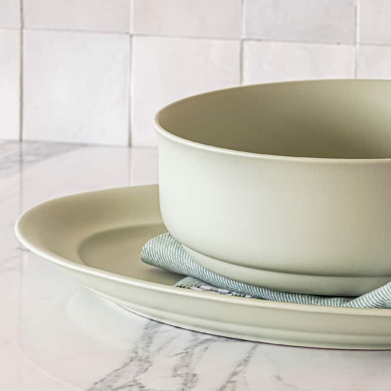 over&back Rimmed Semi-Matte Stoneware Oval Serving Platter