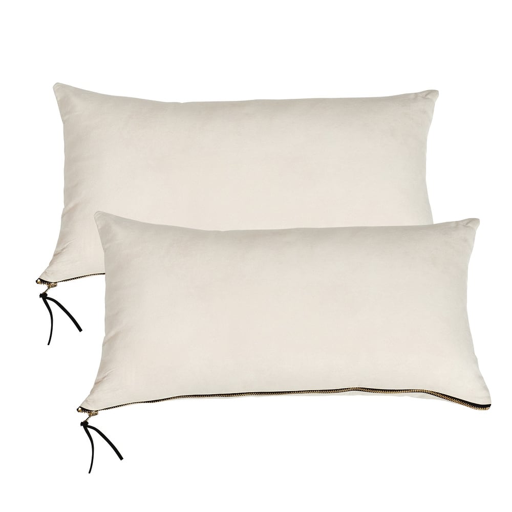 Suede 2 Piece Pillow Shell Set with Big Zipper, NO INSERT