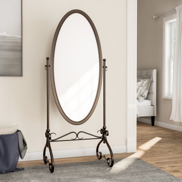 Linon Angelica 26 x 63-inch Metal Oval Cheval Mirror. Opens flyout.