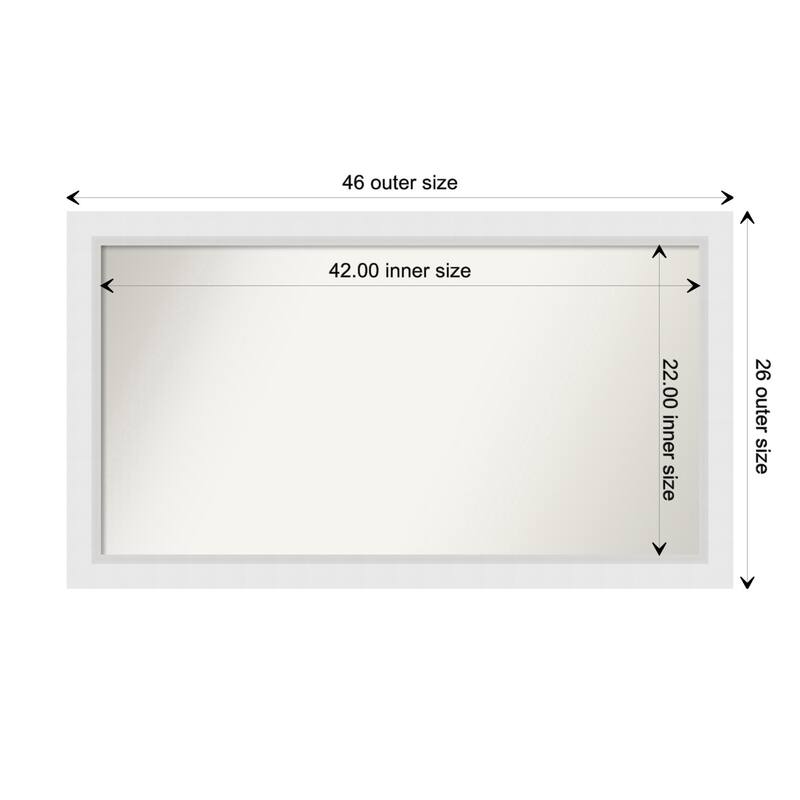 Blanco White Framed Non-Beveled Custom Wall Mirror, Bathroom Vanity Mirror - Outer Size: 46.25 x 26.25