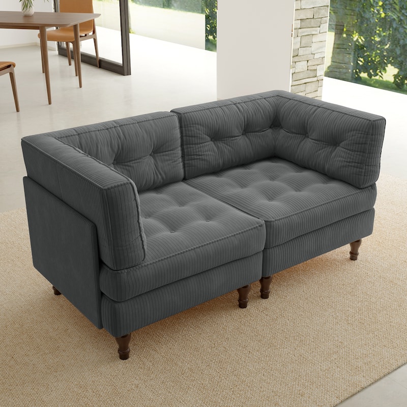 Oversized Sofa Corduroy Tufted Modular Sectional Set