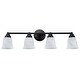Aspen Creative 4-Light Bathroom Vanity Wall Fixture - 30.5" Wide, Rustic Pewter With Opal Glass