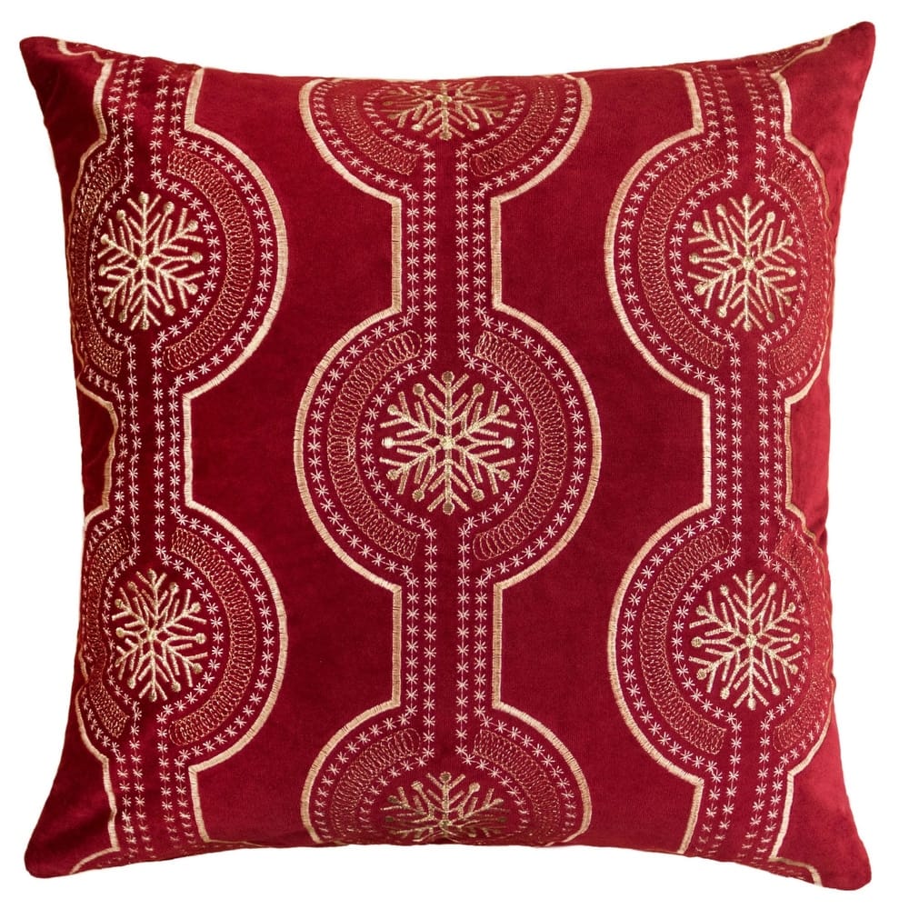 Holiday Embroidered Velvet Throw Pillow with Insert 20x20
