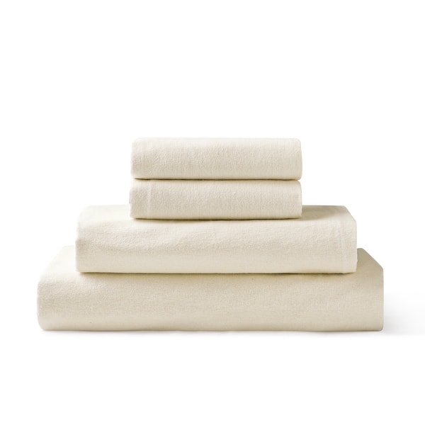 Brielle Home Cotton Flannel Bed Sheet Set - Cream - Queen