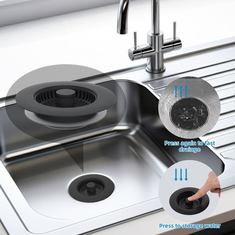 2 Pack Metal 3 in 1 Kitchen Sink Drain Strainer for US 3-1/2" Drain