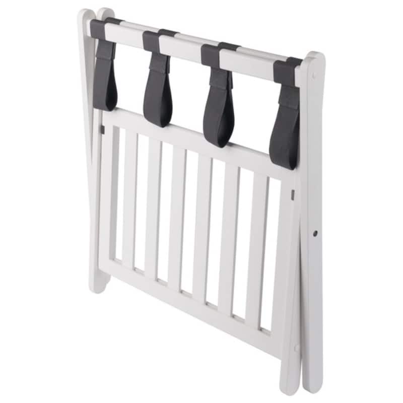 2-Tier Folding Luggage Rack with Shelf - 26.5" - White